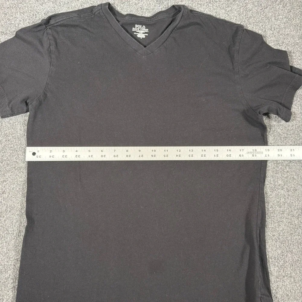 Polo Ralph Lauren T Shirt Slim Fit‎ Mens Large Black Red Logo Pony V Neck
